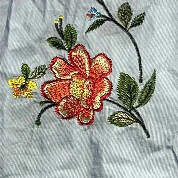 Jealous Tomato Embroidered Floral Striped Bell Sleeve Mini Dress Size L - Picture 6 of 10